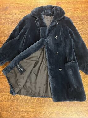 Vintage Christian Dior navy sheared beaver Fur Jacket circa mid 1980s